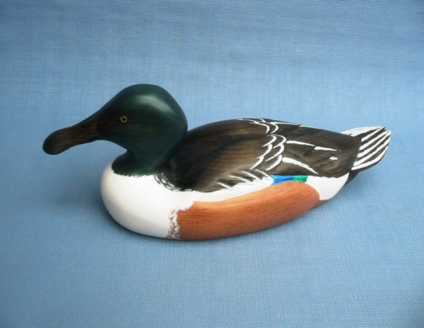 Robert Kelly Wood Carving - Handcarved Northern Shoveler Drake Decoy